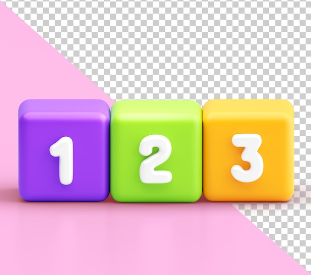 PSD gratuito bloques de números en línea recta 3d para niños que aprenden