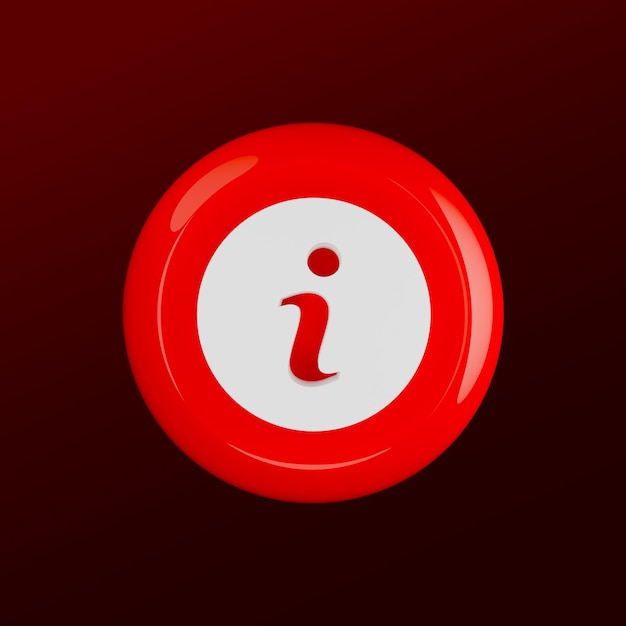 PSD gratuito botón rojo con símbolo de información