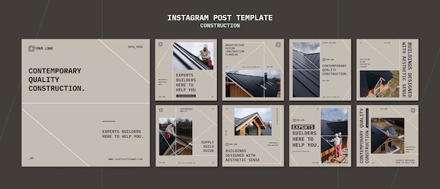 Gratis PSD bouwproject instagram posts