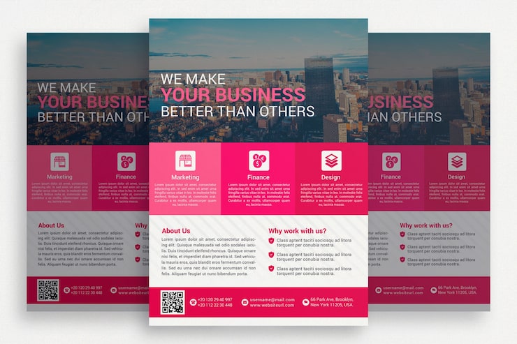 PSD gratuito brochure di business rosa