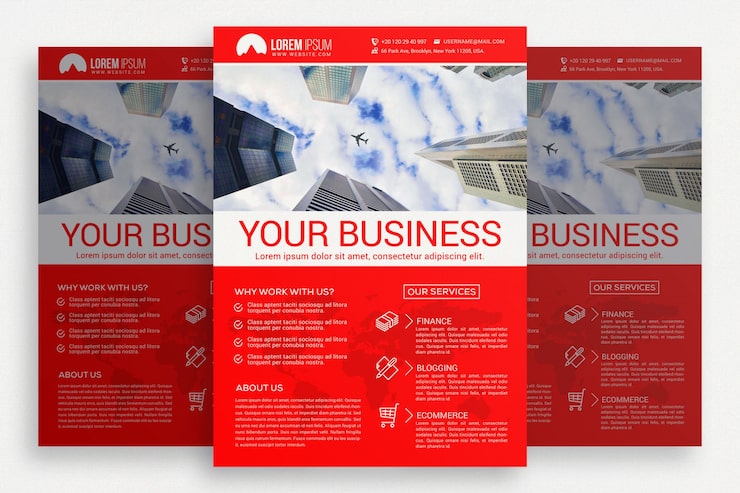 PSD Gratis brosur bisnis merah