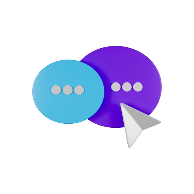 PSD gratuito burbujas de chat e icono de cursor 3d