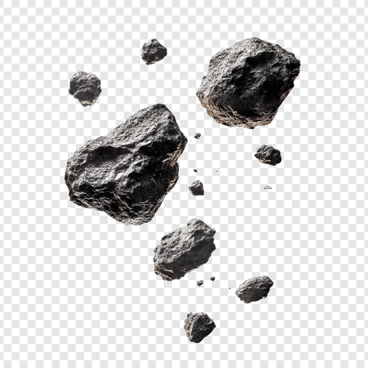 PSD gratuito campo de asteroides una representación en 3d de las rocas espaciales