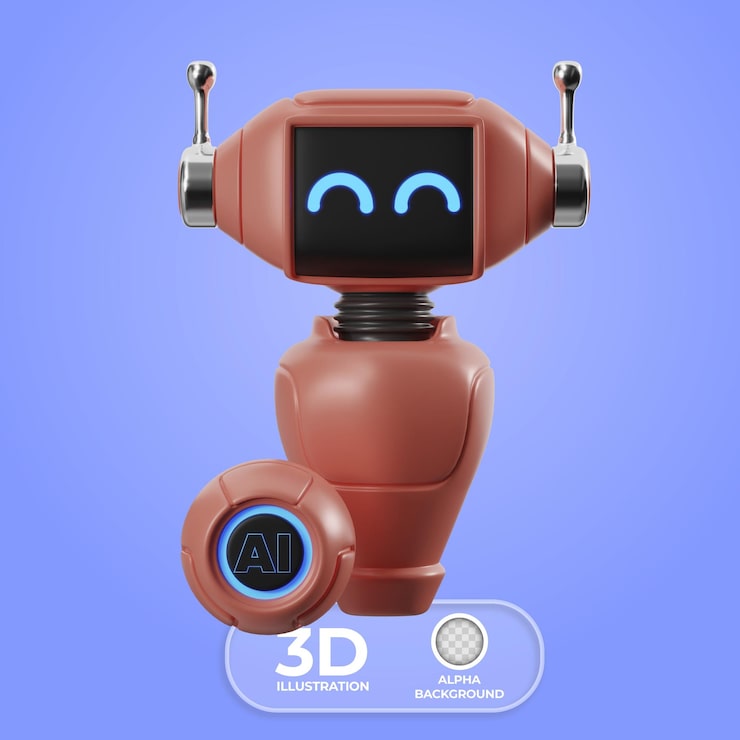 PSD gratuito carina illustrazione 3d dell'icona dell'avatar ai