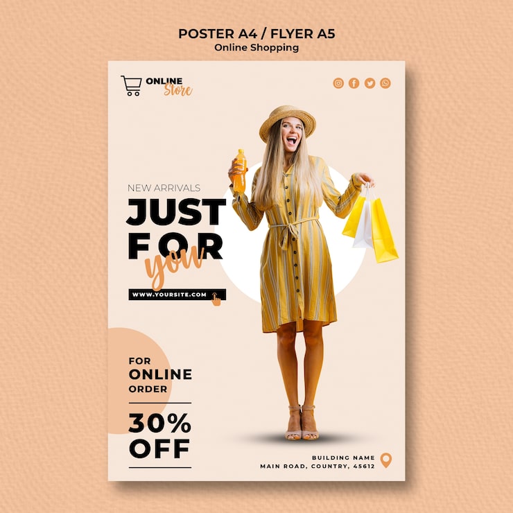 PSD gratuito cartel para la venta de moda en línea