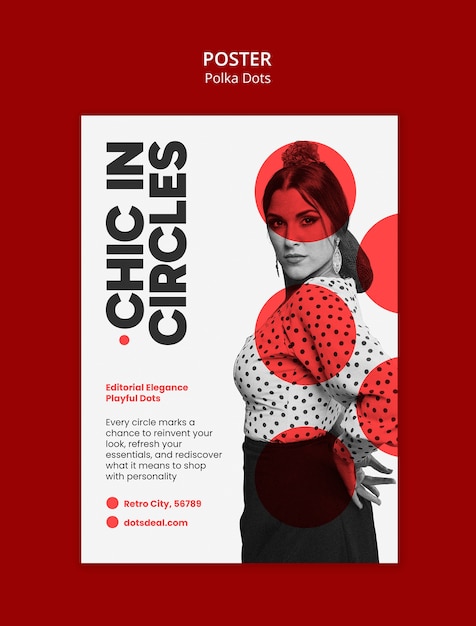 PSD gratuito chic a cerchi: poster a pois