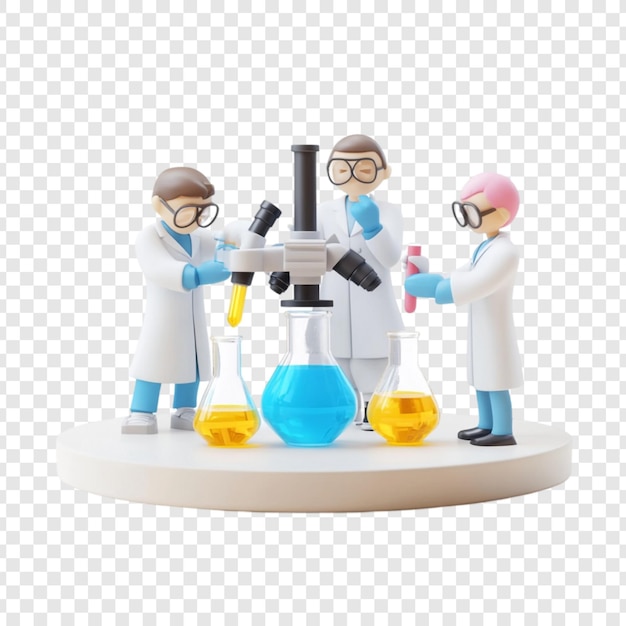 PSD gratuito científicos de renderización 3d en el trabajo en un laboratorio