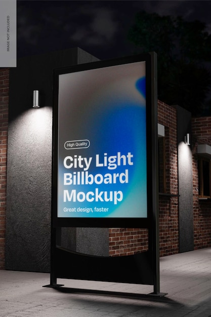 Gratis PSD city light billboards mockup perspectief
