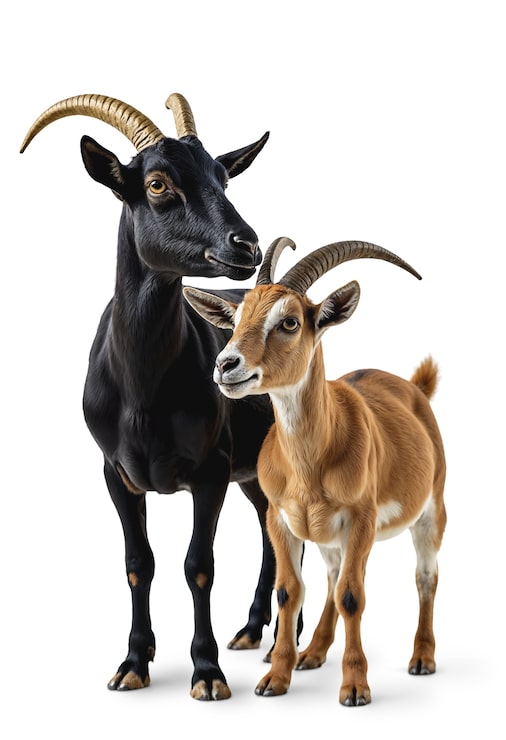 PSD Gratis close up pada kambing yang terisolasi