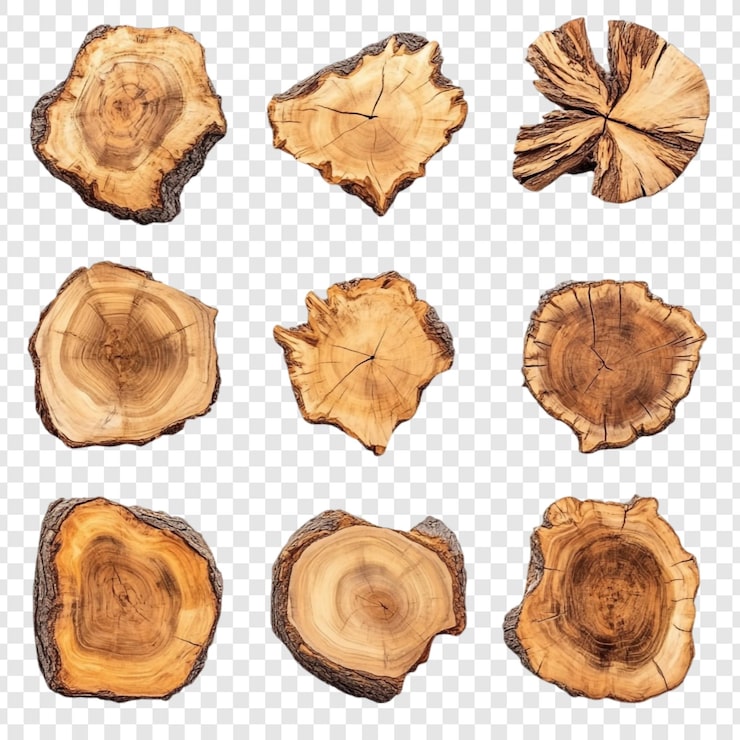 PSD gratuito colección de nueve secciones transversales de árboles de madera