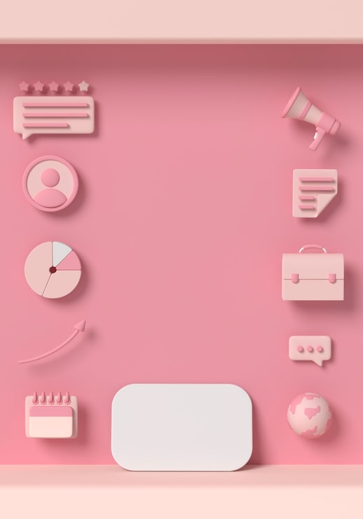 PSD gratuito composición de los iconos de negocios rosados