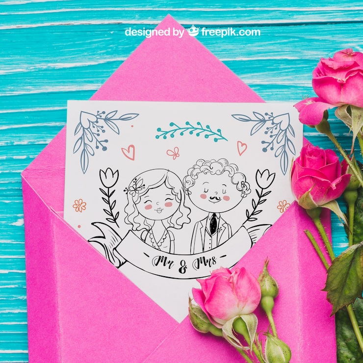PSD gratuito concepto de postal para parejas