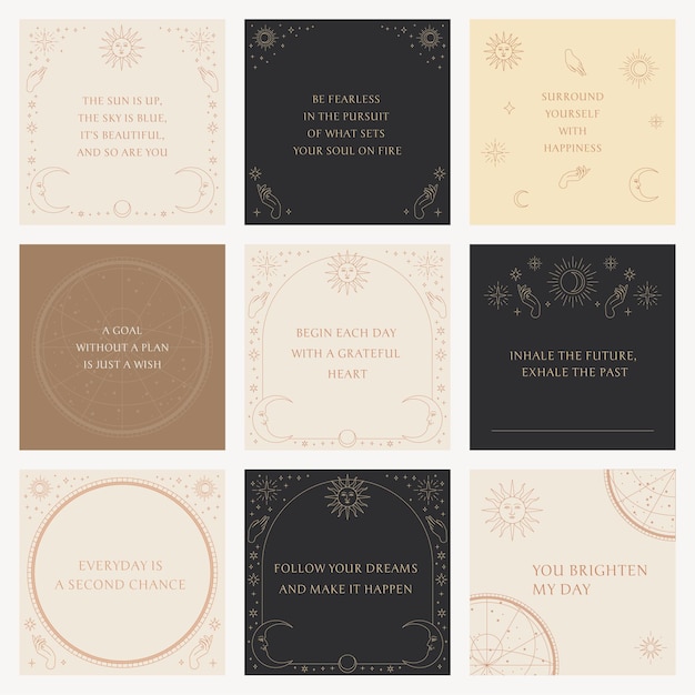PSD gratuito conjunto de plantillas editables psd de arte celestial