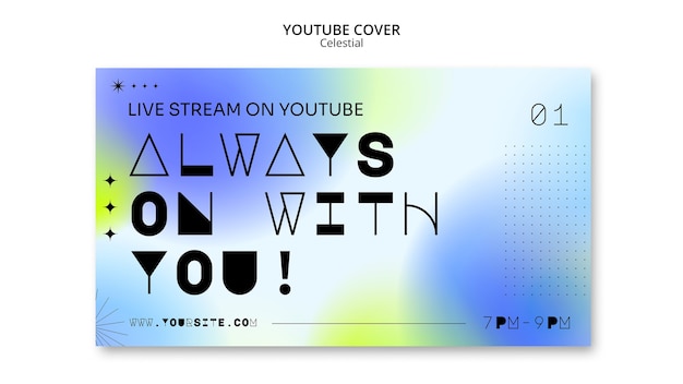 PSD gratuito copertina youtube in stile celeste