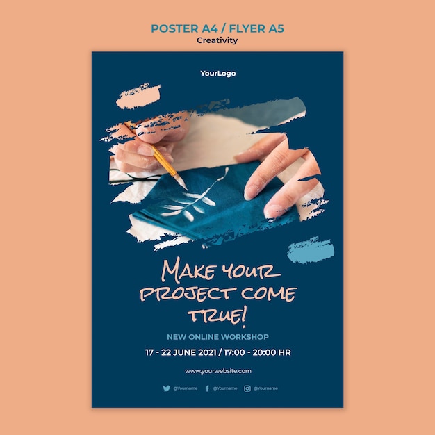 Gratis PSD creativiteit workshop poster sjabloon