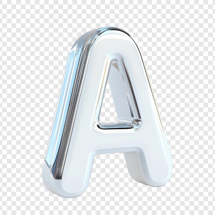 PSD gratuito cromo letra a renderizado en 3d de fondo blanco