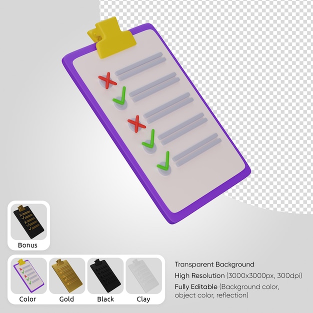 PSD Gratis daftar tugas 3d