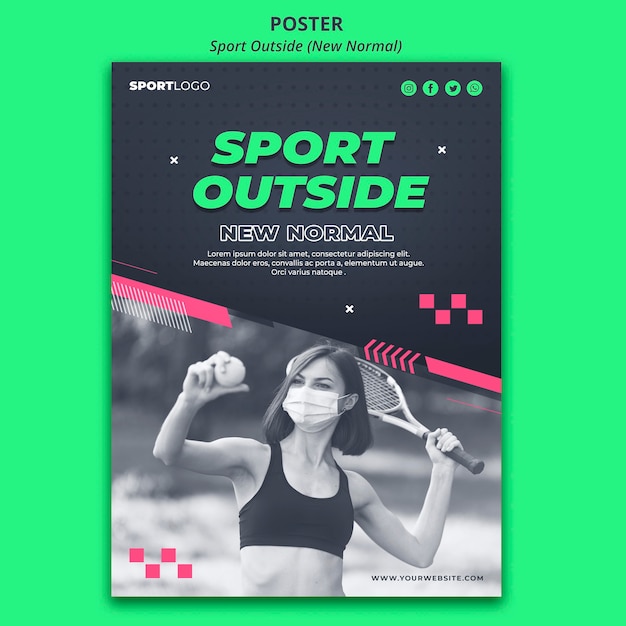 PSD gratuito deporte fuera del concepto de estilo póster