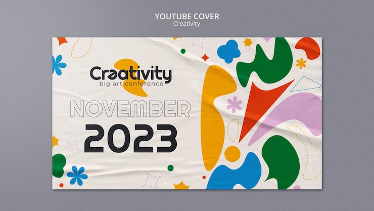 PSD Gratis desain datar konsep kreativitas sampul youtube