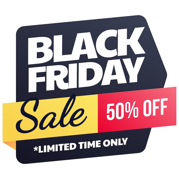 PSD Gratis desain label black friday