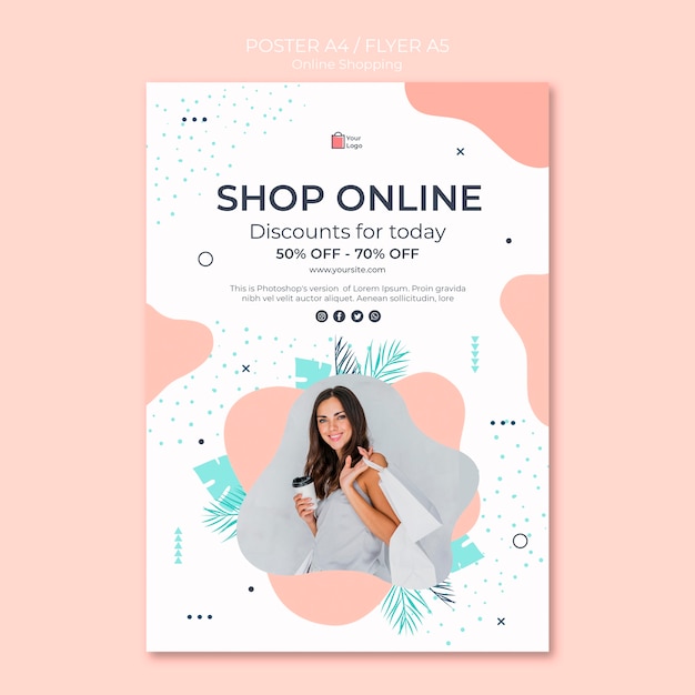 PSD Gratis desain poster belanja online