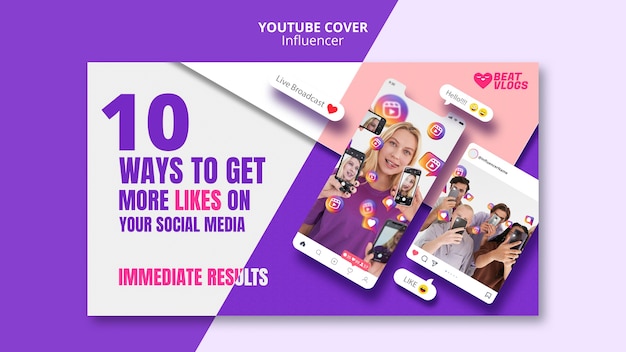 PSD Gratis desain sampul youtube influencer