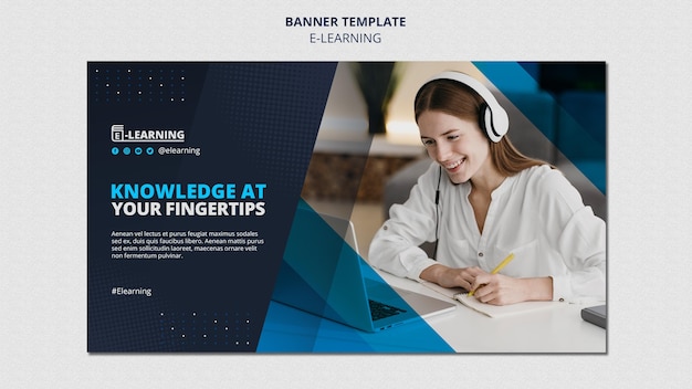 PSD Gratis desain templat banner e-learning