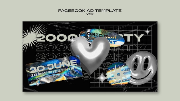 PSD Gratis desain templat gradien y2k