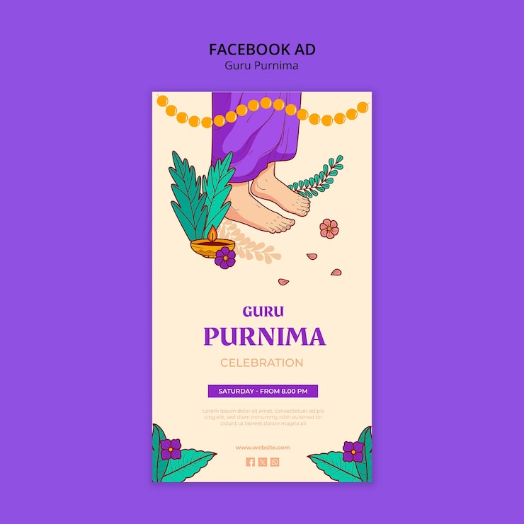 PSD Gratis desain templat guru purnima