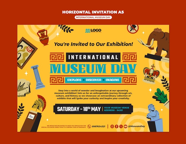 PSD Gratis desain templat hari museum internasional