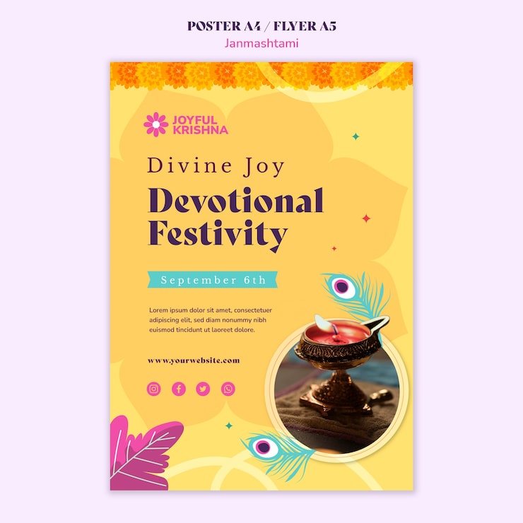 PSD Gratis desain templat janmashtami