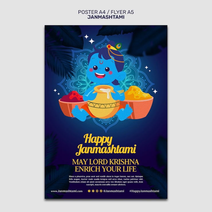 PSD Gratis desain templat janmashtami