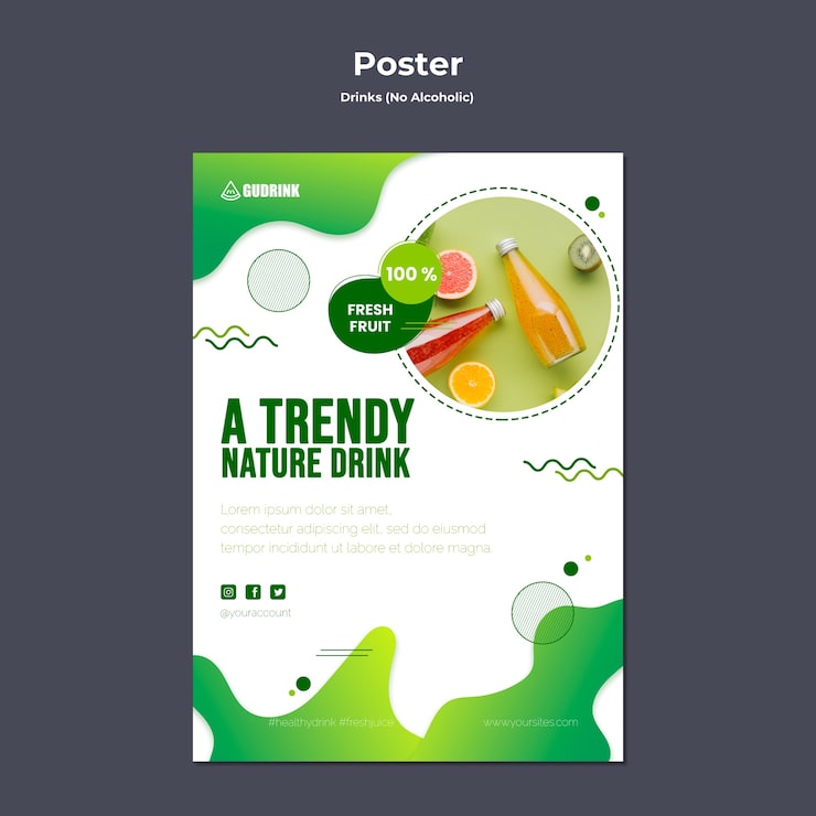 PSD Gratis desain templat poster minuman gradien