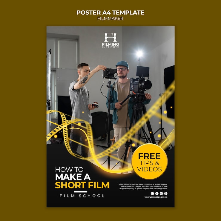 PSD Gratis desain templat poster pembuat film