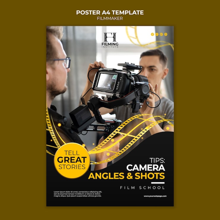 PSD Gratis desain templat poster pembuat film