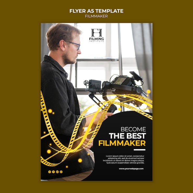 PSD Gratis desain templat poster pembuat film