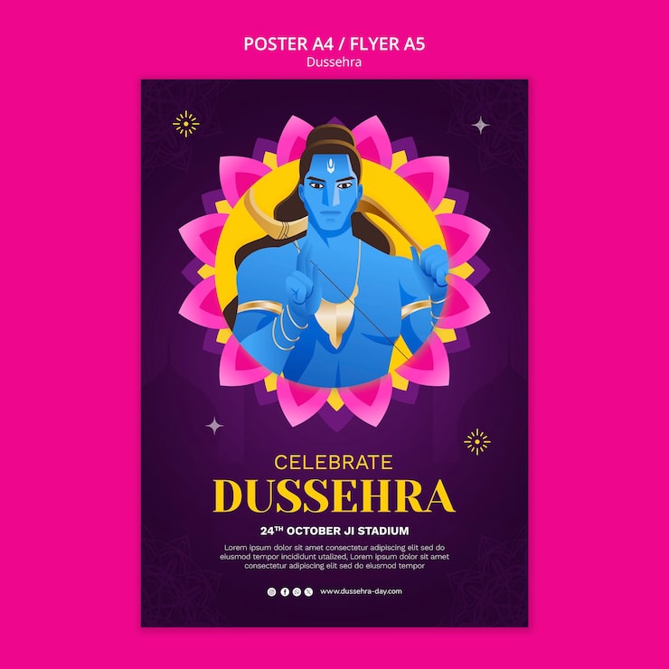 PSD Gratis desain template dussehra gradien