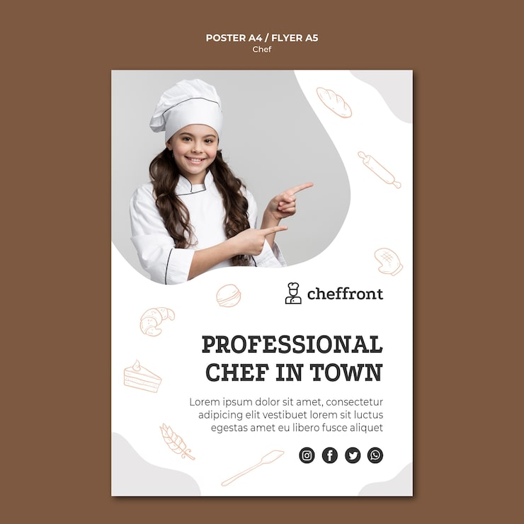 PSD gratuito design professionale per volantini da chef