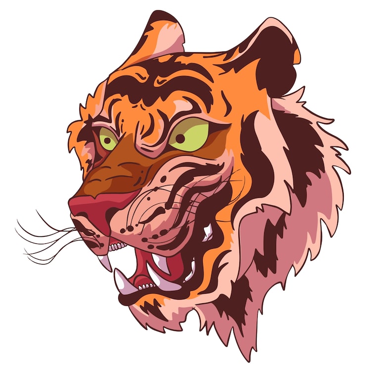 PSD gratuito dibujado a mano ilustración tigre