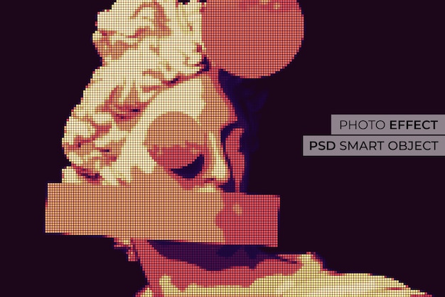 PSD gratuito diseño de efecto de foto de píxel