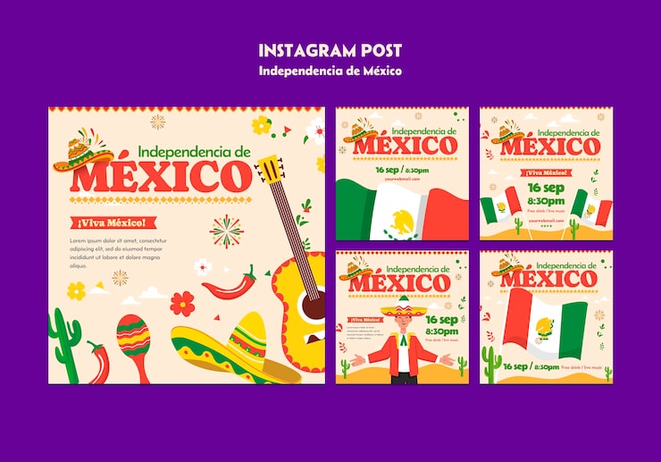 PSD gratuito diseño plano diseño de plantilla de independencia de méxico
