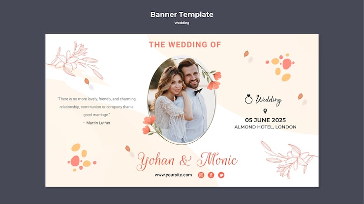 PSD gratuito diseño de plantilla de banner de boda