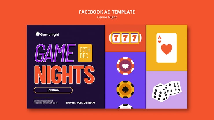 PSD gratuito diseño de plantilla de la noche del juego