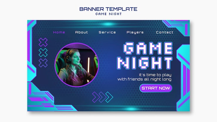 PSD gratuito diseño de plantilla de la noche del juego