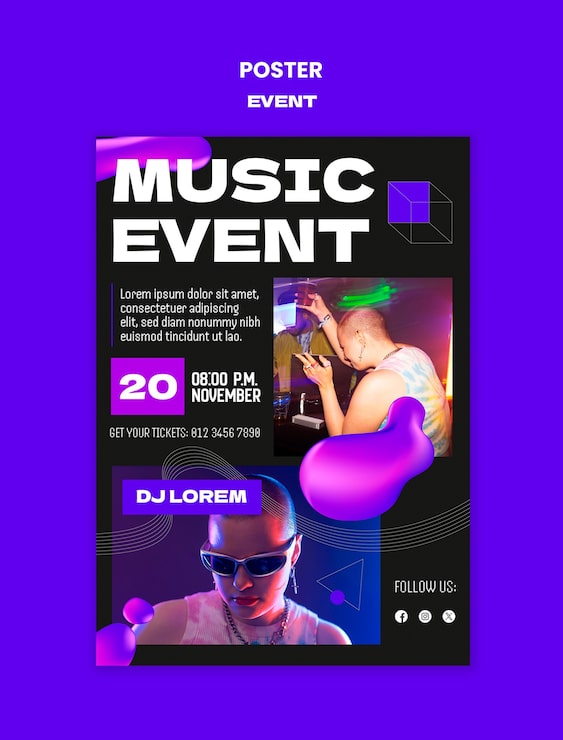 PSD gratuito diseño de plantilla de póster de evento musical