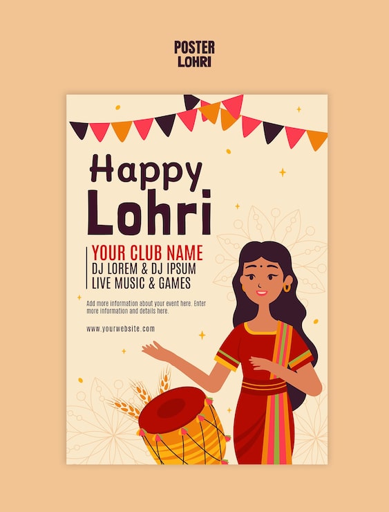 PSD gratuito diseño de plantillas de lohri