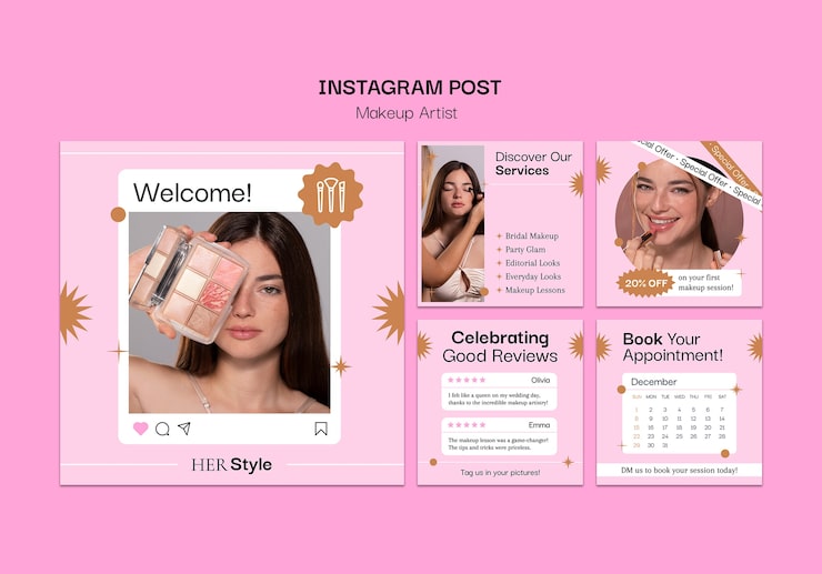 PSD gratuito diseño de plantillas de maquilladores