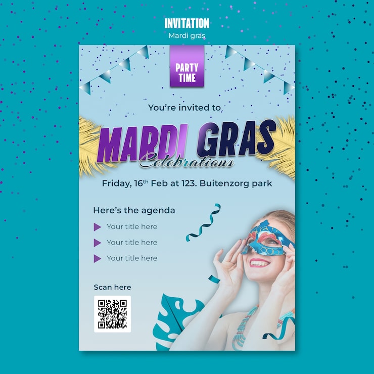 PSD gratuito diseño de plantillas de mardi gras