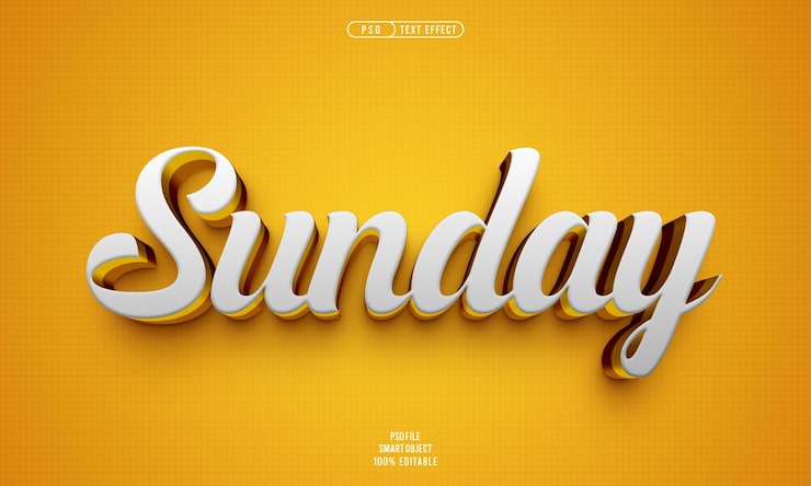 PSD gratuito domingo efecto de texto editable 3d