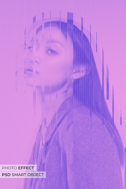 Gratis PSD duotoon glitch foto-effect